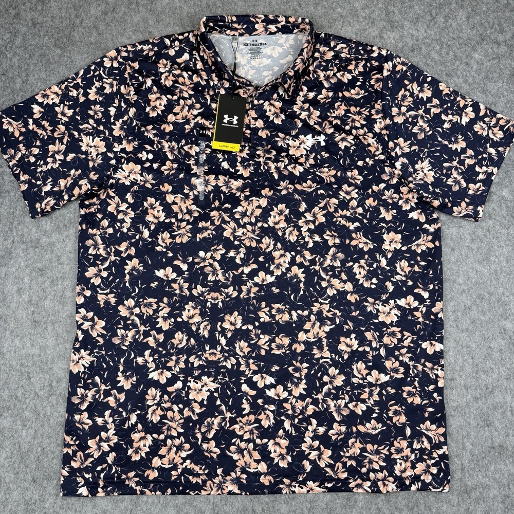 Under Armour NWT Golf AOP Shirt Mens 2XLT 2XL Tall Floral Polo Matchplay UV Dry